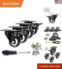 Durable 2 Inch Heavy Duty Caster Wheels – Locking and Easy to Install, Set of 4