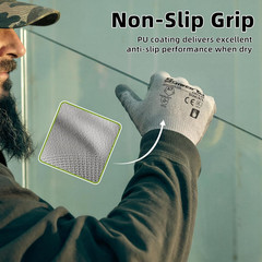 12 Pairs A6/A7 (Send Randomly) Cut Resistant Work Gloves, CR7120, L | PU Coated,