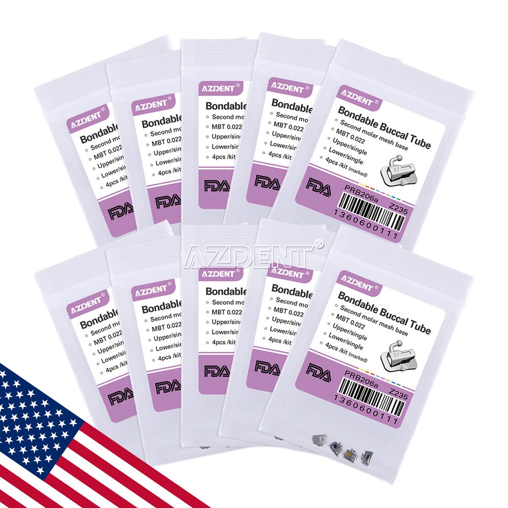 40pcs AZDENT Tubos bucales de ortodoncia dental MBT 022 2nd Molar Adhesivo