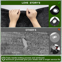 LOVE STORY 10X20Ft 90% Black Garden Shade Cloth, Sun Shade Cover Net Mesh Tarp