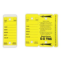 CarBowz Round Corner Dealer Key Tags Self Laminating Yellow