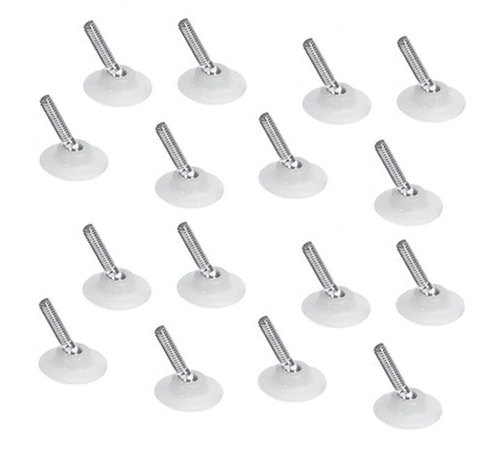 16 Pack 1/4-20 Swivel White Polyethylene Base Leveler R33-134WH