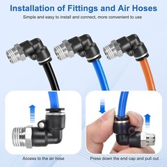 20PCS/set 1/4” Tube x 1/4” NPT Thread Pneumatic Male Straight + Elbow Connect
