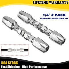 2 Hydraulic Hose Repair Kits – 1/4 ID 2-Wire Hose Reusable Field Repair Fitting