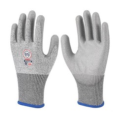 ANSI A3 Cut Resistant HPPE PU Coated Grey Industrial Safety Work Gloves S-2XL