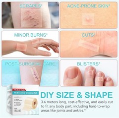 Hydrocolloid Bandages for Wound Care, 2in *12ft Extra Large Medical-Grade Hydroc