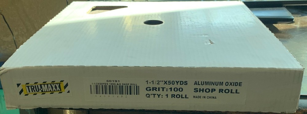 Tru-Maxx 1-1/2″ x 50 Yd 100 Grit Aluminum Oxide Shop Roll Medium Grade, Cloth…