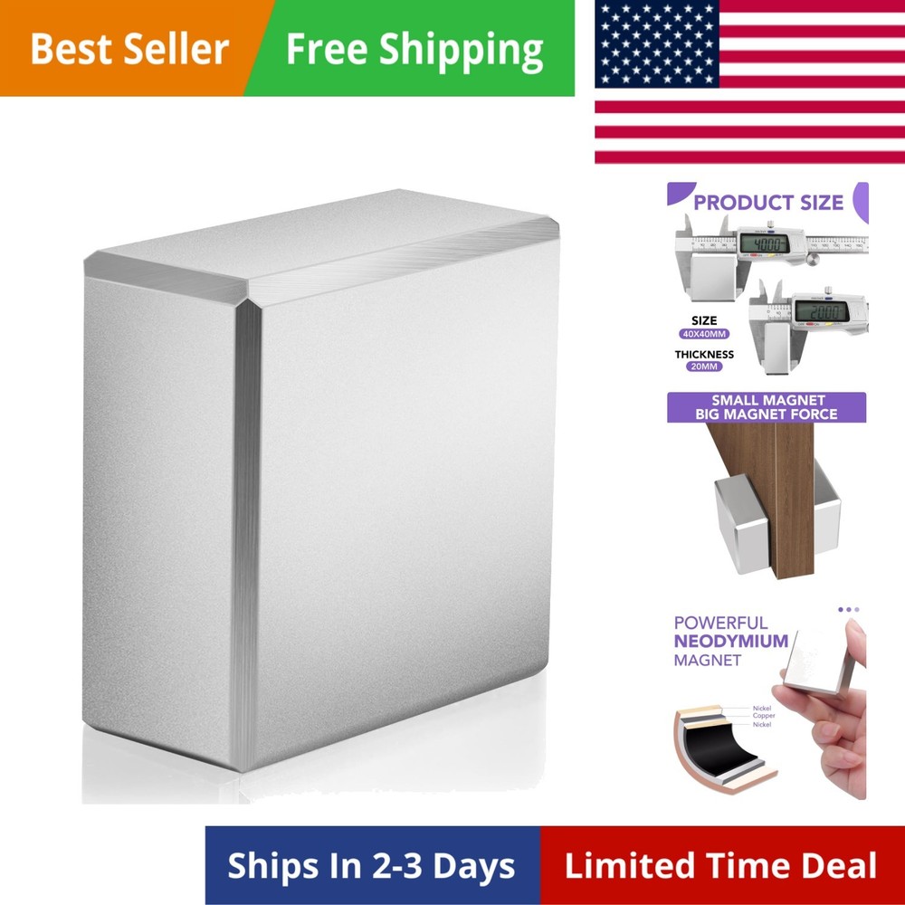 40x40x20mm Super Strong Neodymium Block Magnet, N52 Permanent Magnet Disc, Th…