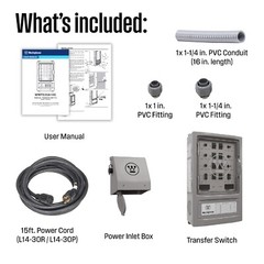 Westinghouse Open Box 30A Transfer Switch Kit with 10 circuits. Rated 7500W