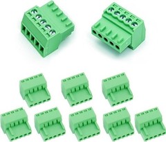 10 PCS 5 Pin 2.54mm Pitch Screw Terminal Block Connector 26 18 AWG Pluggable