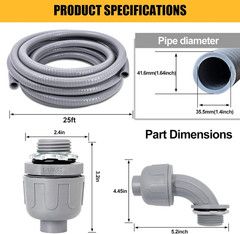 1-1/4″ Liquid-Tight Flexible Non-Metallic Conduit Kit with Connectors & Fittings