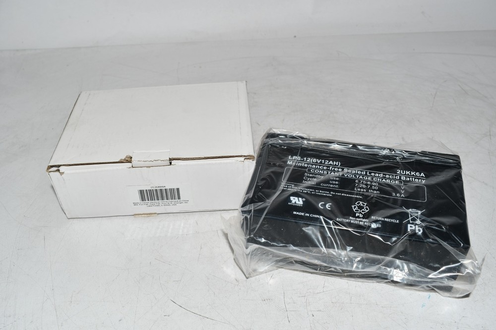 NEW 2UKK6 Sealed Lead Acid Battery: 6V DC, 12 Ah Capacity, 3.7 in Ht, 1.97 in Wd