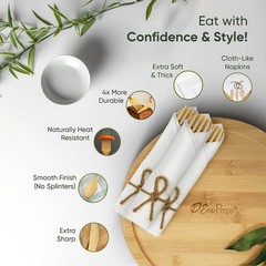 Ecopreps Luxury Pre-Rolled Napkin And Bamboo Cutlery Set 50 Pack 200 Pcs 100