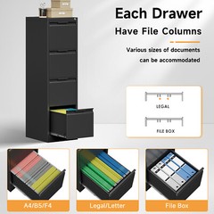Metal 4 Drawer File Cabinet w/Lock Metal Vertical Filing Cabinet for Office Home
