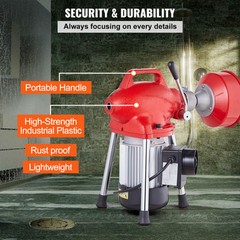 VEVOR Drain Cleaner Machine 66FT x 5/8In 250W Sectional Snake Auger Manual Feed