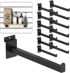 12 Inch Black Slatwall Shelf Bracket, 12 Pcs Metal Slat Wall Shelves Accessories