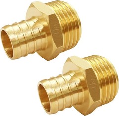 2PCS Solid Brass 3/4″ PEX Barb to GHT Male Garden Hose 3/4 Inch,