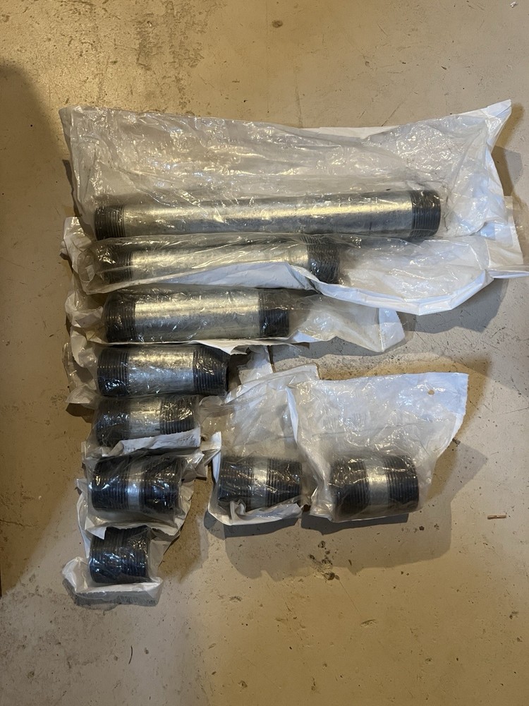 Lot Of 9 1-1/4-in Galvanized Steel Pipe Nipples 12, 8, 6, 4, 3, 2, Close