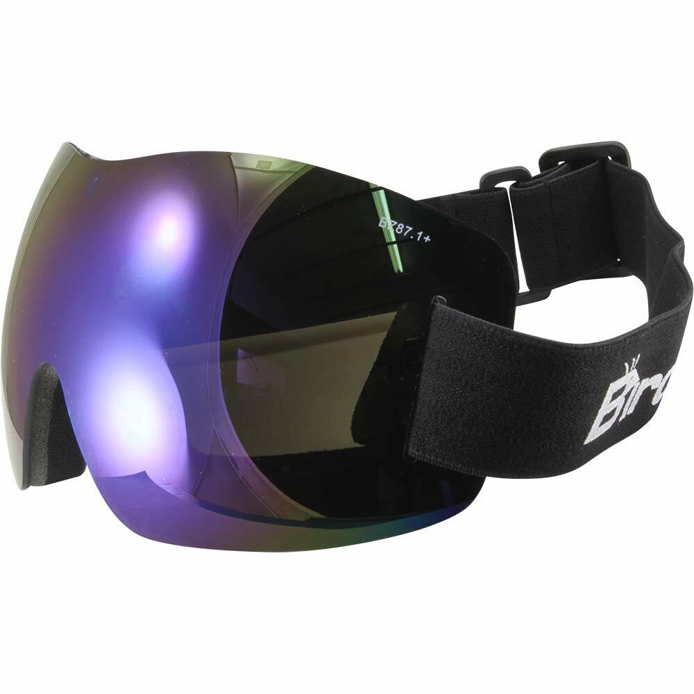 Birdz Eyewear Starling Skydiving Padded Motorcycle Goggles Blue Mirror Lens