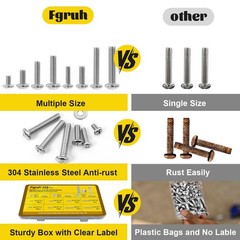 358PCS Machine Screws and Nuts Assortment Kit, #6-32#8-32#10-24 Phillips Pan