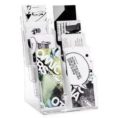 Magazine Display Stand, Acrylic Brochure Display 8.5 X 11 In. 4-Tier Magazine Ra