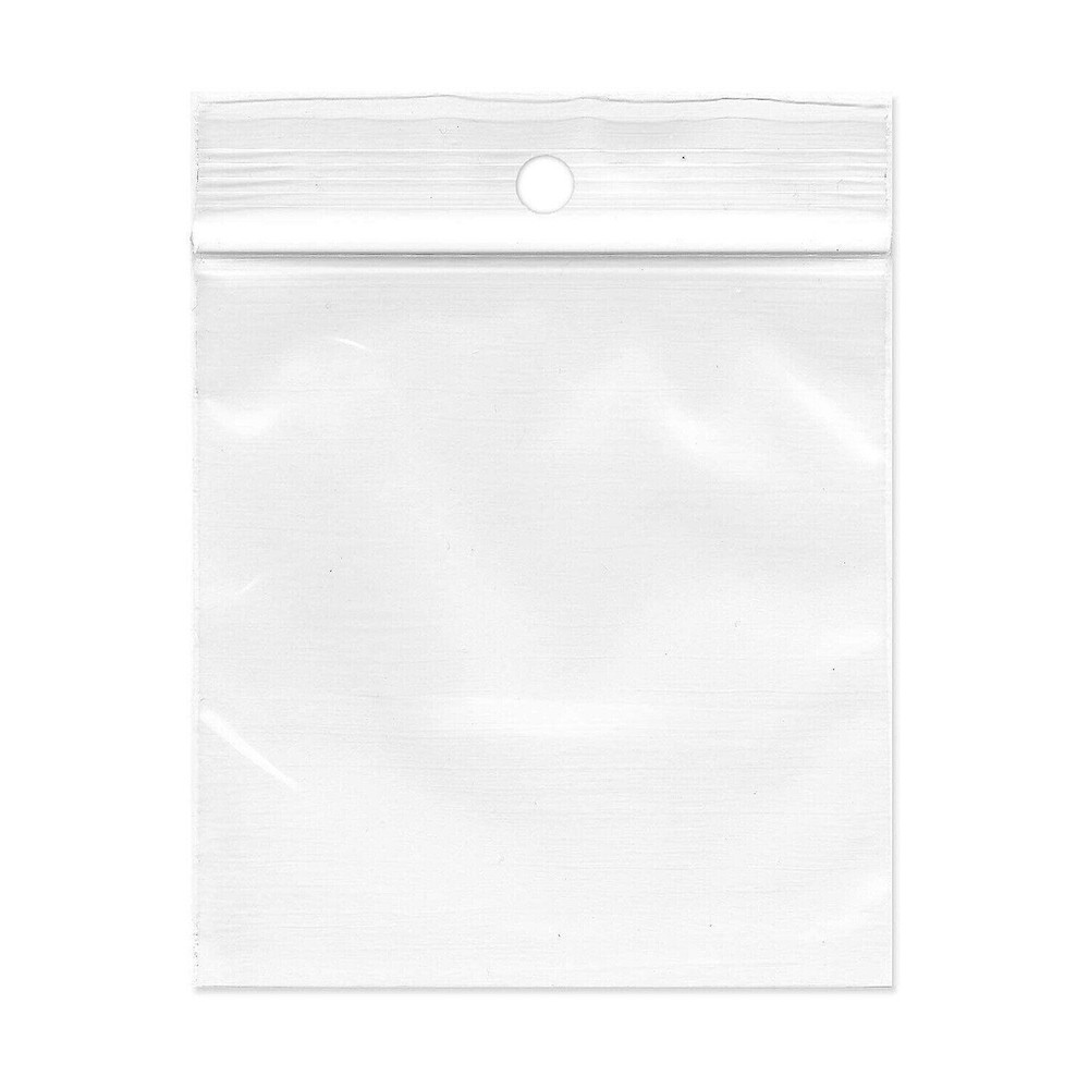 1000 Pcs Resealable Zipper Plastic Shipping Bags w/ Hang Hole 3″ x 4″ 2 Mil