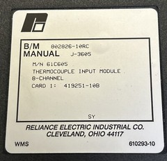 RELIANCE,61C-605,T/C INPUT CARD NOS