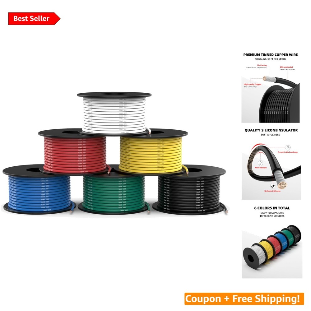 High-Quality 18 AWG Silicone Wire – 180ft Total, Tinned Copper for All Projects