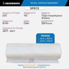 10 Mil Clear Vapor Barrier – Polyethylene Visqueen (USA Made) – Sandbaggy