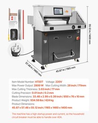 VEVOR Electric Hydraulic Paper Cutter 28 in & 3.03 in Cutting Width & Thickness