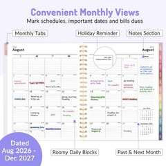 Aug 2026 Dec 2027 Planner, 17 Month Academic Planner 20262027, 8.5″ x 11″, C…