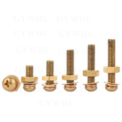 Brass Phillips Pan Head Machine Screws Bolts + Washer + Nuts + Spring Washer Set