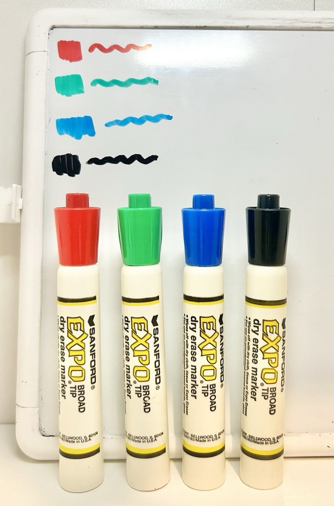 Vtg Expo Dry Erase Sanford Markers Broad Tip 4ct #830-8 Set – Good Ink