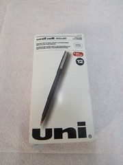 12 Pack uni-ball 60152 Roller Ball Pen – Red Ink/Black/Red Barrel/Extra-Fine