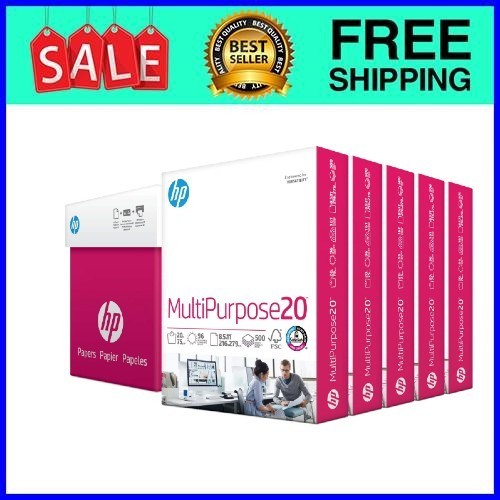 HP Multipurpose20 Printer Paper 8.5×11 20 lb 96 Bright 5 Reams