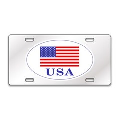 FLAG USA Chrome or Black Acrylic Standard License Plate LP0263