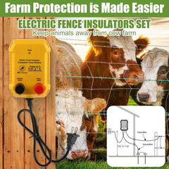 Electric Fence Kit 2 Mile 110V Plug In Animal Predator Barrier 250Ft Wire