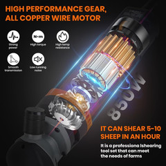 Sheep Shears Electric 850W Professional Heavy Duty Shearing Clipper with 6 Speed