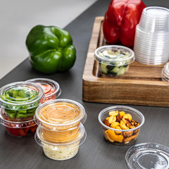 Disposable Plastic To-Go Cups and Lids, Mini, 2oz, 50 Count
