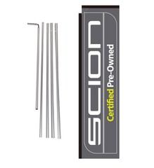 Scion CPO Dealership 15′ Advertising Rectangle Banner Flag w/ pole+spike