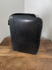 Franklin Covey Black Planner Zip Full-Grain Leather 7 Ring Zipper 32763.117 9×7”