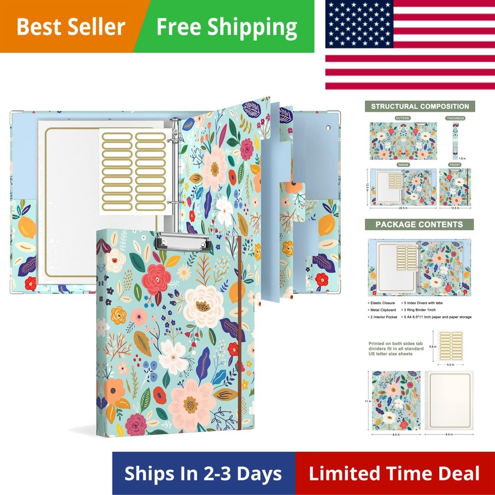 3 Ring Binder with clipboard, 1 inch 8.5 x 11 in Letter Size View Binders Org…