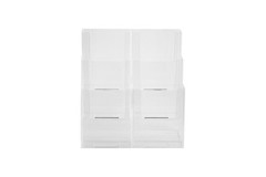 Dazzling Displays Acrylic Stand 3 Tier, 6 Pocket Fits 4 by 9 Material, Clear