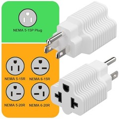 4-in-1 NEMA 5-15P to 5-15R 5-20R 6-15R 6-20R Power Adapter White