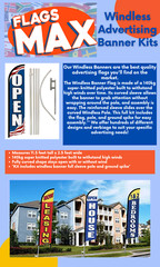 Fireworks (Black) Windless Full Curve Advertising Banner Flag & Pole Kit