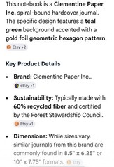 Clementine Paper Inc Floral Spiral Notebook Notes Journal 60% Recycled Paper