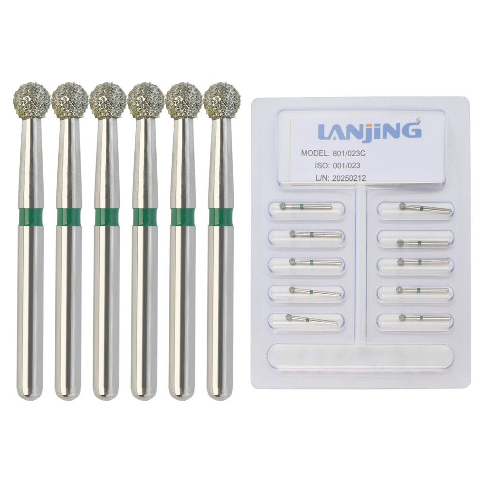 Dental Diamond Burs Round Ball Multi-Use Coarse Bur FG High Speed Burr 801/023C