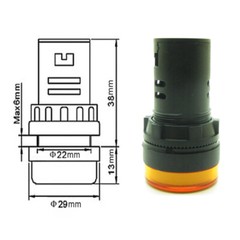 5PCS Yellow 22mm AC/DC24V LED Indicator Light Power Signal Panel Lamp AD16-22D/S