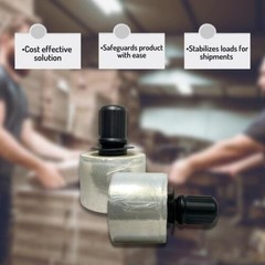 Extended Core Stretch Shrink Wrap + Black Spin Handle Select: Size, Gauge & Rls