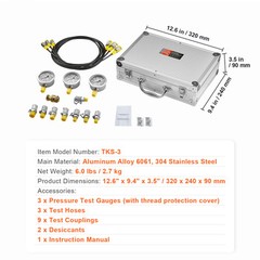 Hydraulic Pressure Test Kit 3 Gauges 9 Test Couplings 3 Test Hoses Case